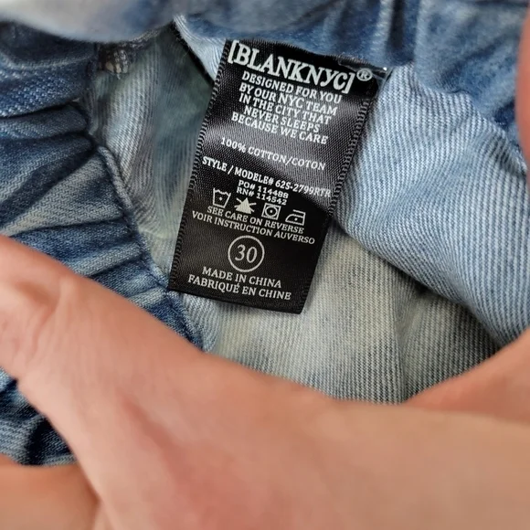 Blank NYC NWT Ribcage paperbag waist drawstring light acid wash jeans 30 - Picture 5 of 11